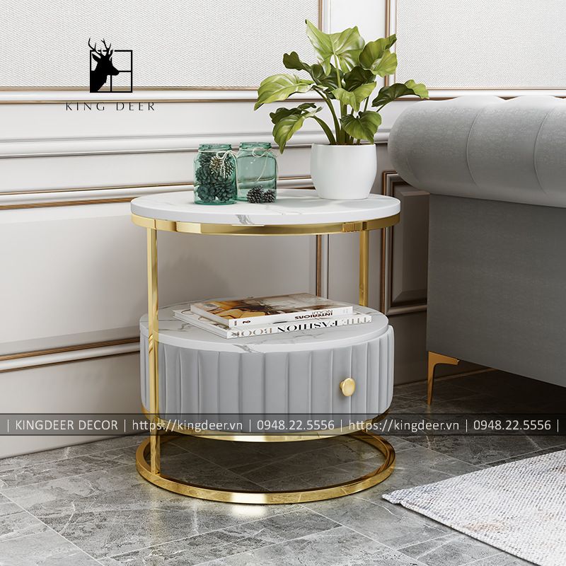 bàn góc sofa Lily - inox 304 mạ titan, BGKD-036