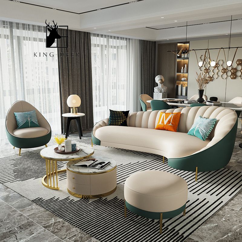 SFKD-0196 Ghế sofa Roxana bọc da hiện đại, SFKD-019